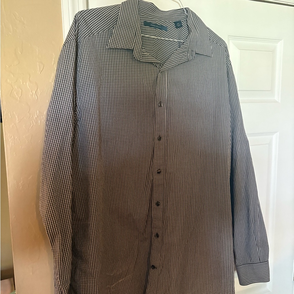 Perry Ellis Black and White Gingham Shirt